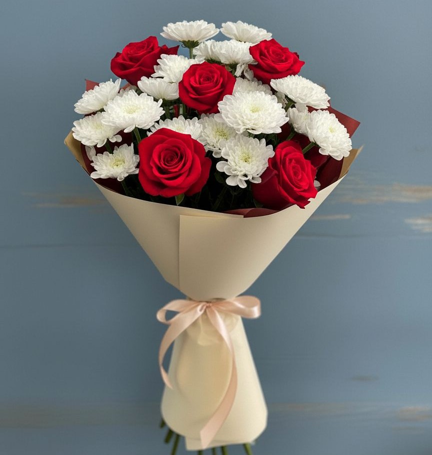 Букет цветов из: Розы и Хризантемы в Александро-Невской