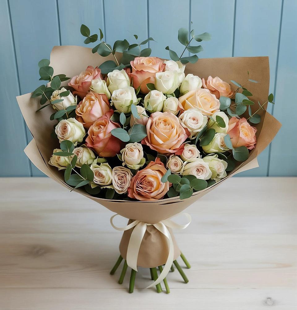 Букет цветов из: Альстромерии и Розы в Александро-Невской