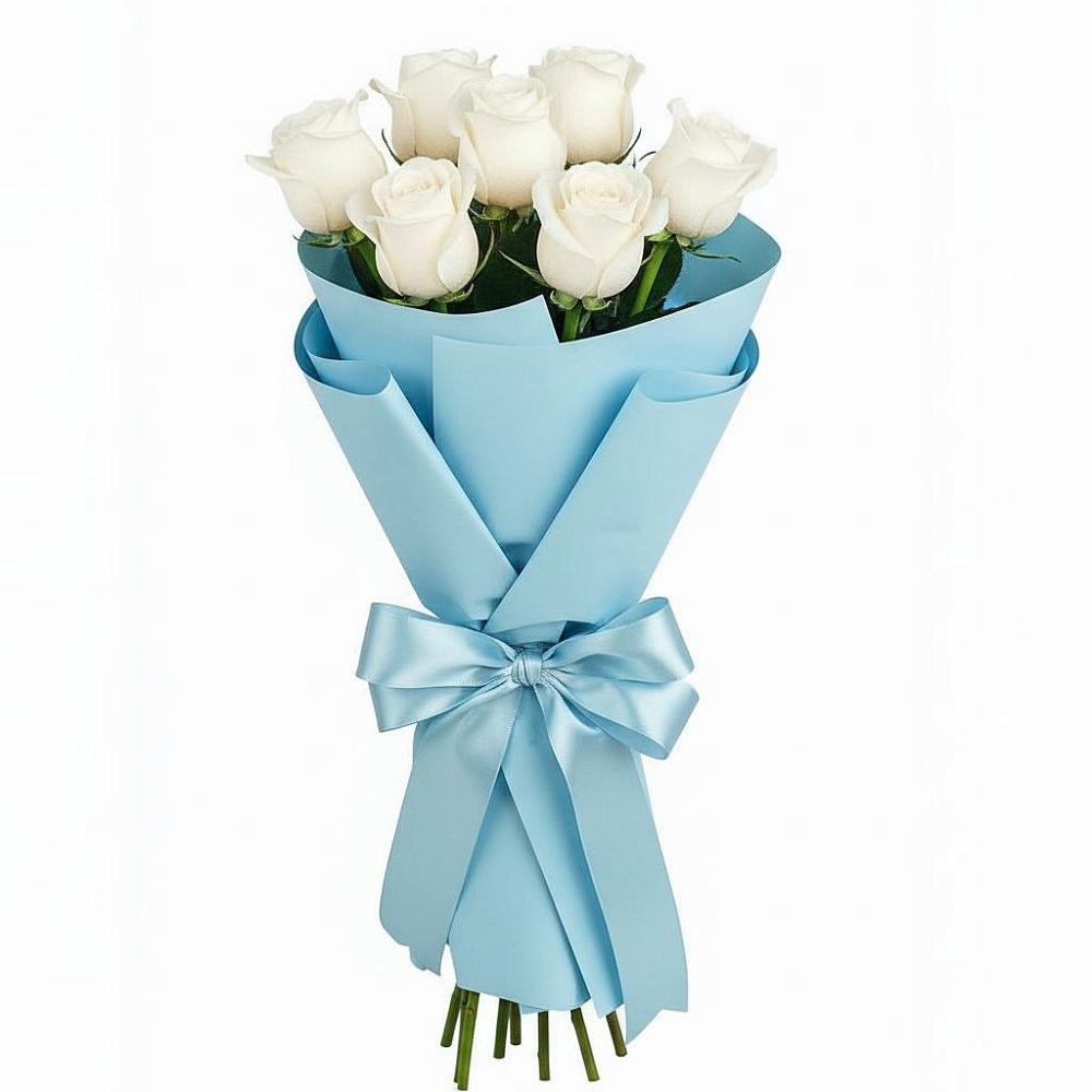 Букет 7 белых роз Проуд в Александро-Невской