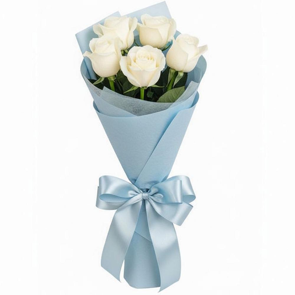 Букет 5 Белых роз Проуд в Александро-Невской