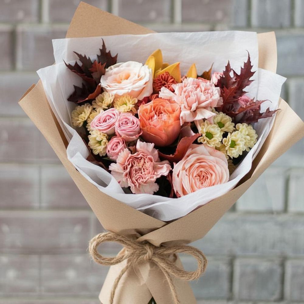 Букет цветов из: Гвоздики, Хризантемы и Розы в Александро-Невской