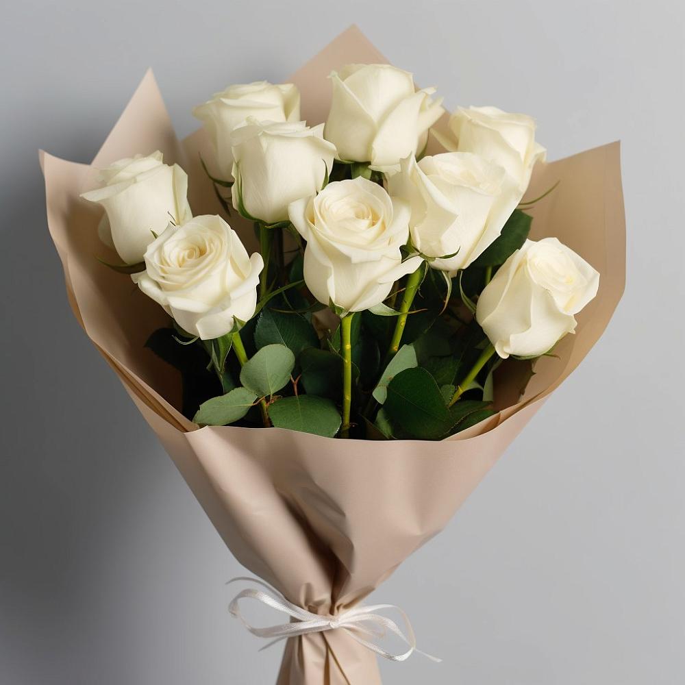 Букет 9 Белых роз Эдлесс Лав в Александро-Невской