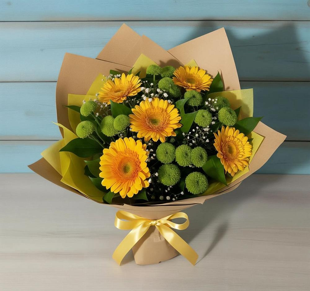 Букет цветов из: Герберы и Хризантемы в Александро-Невской