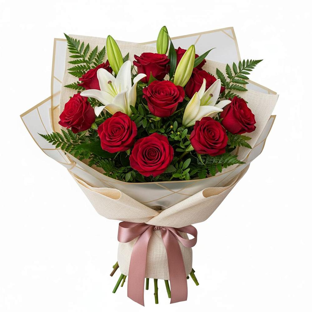 Букет цветов из: Лилии и Розы в Александро-Невской