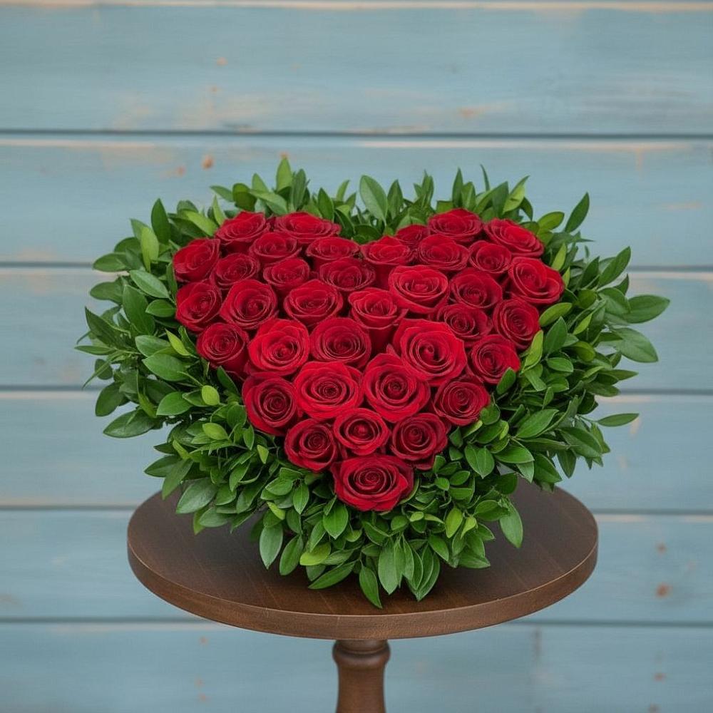 Цветочная композиция из Розы в виде сердца в Александро-Невской