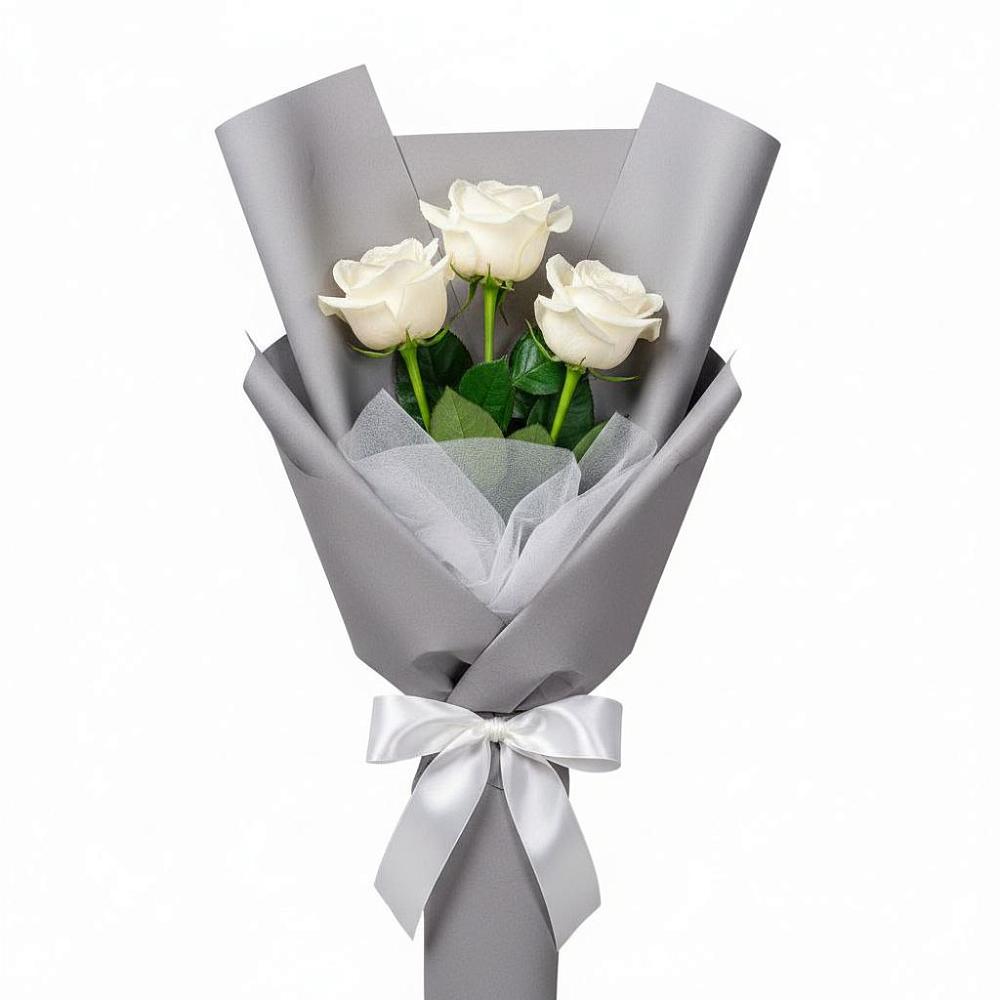 Букет 3 белые розы в Александро-Невской