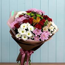 Букет цветов из:  Розы, Хризантемы и Альстромерии в Александро-Невской