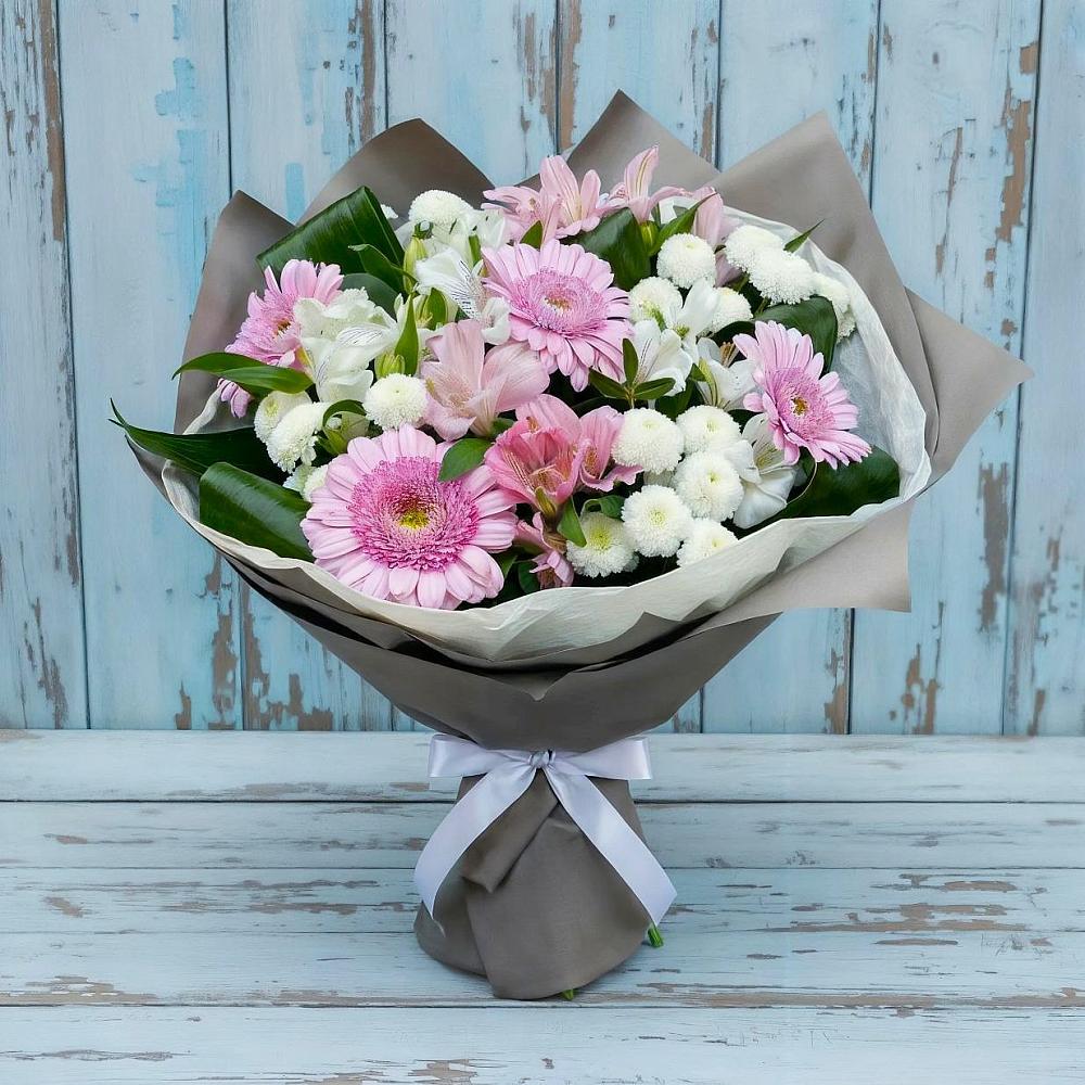Букет цветов из: Герберы, Альстромерии и Хризантемы в Александро-Невской